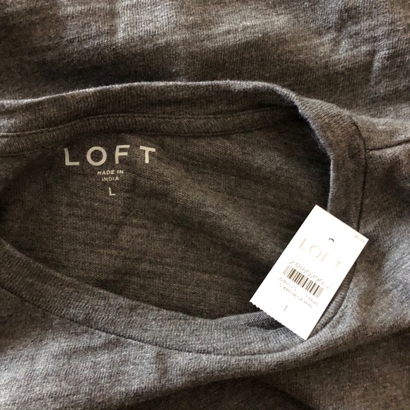 NWT Loft Large Embroidered Bell sleeve gray blouse - Picture 7 of 7